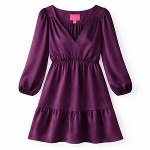 Lilly Pulitzer Deacon Satin Dress Plum Purple Fit Flare Mini Romantic Luxe Sz 4